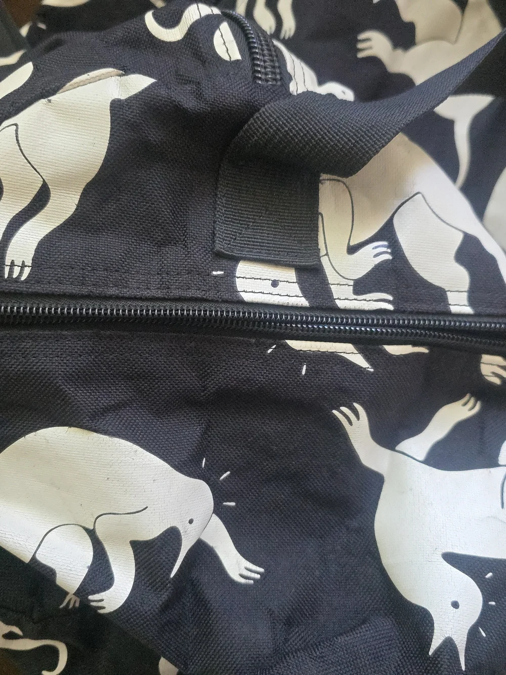 Rockwell Black Tote with White Creature Print